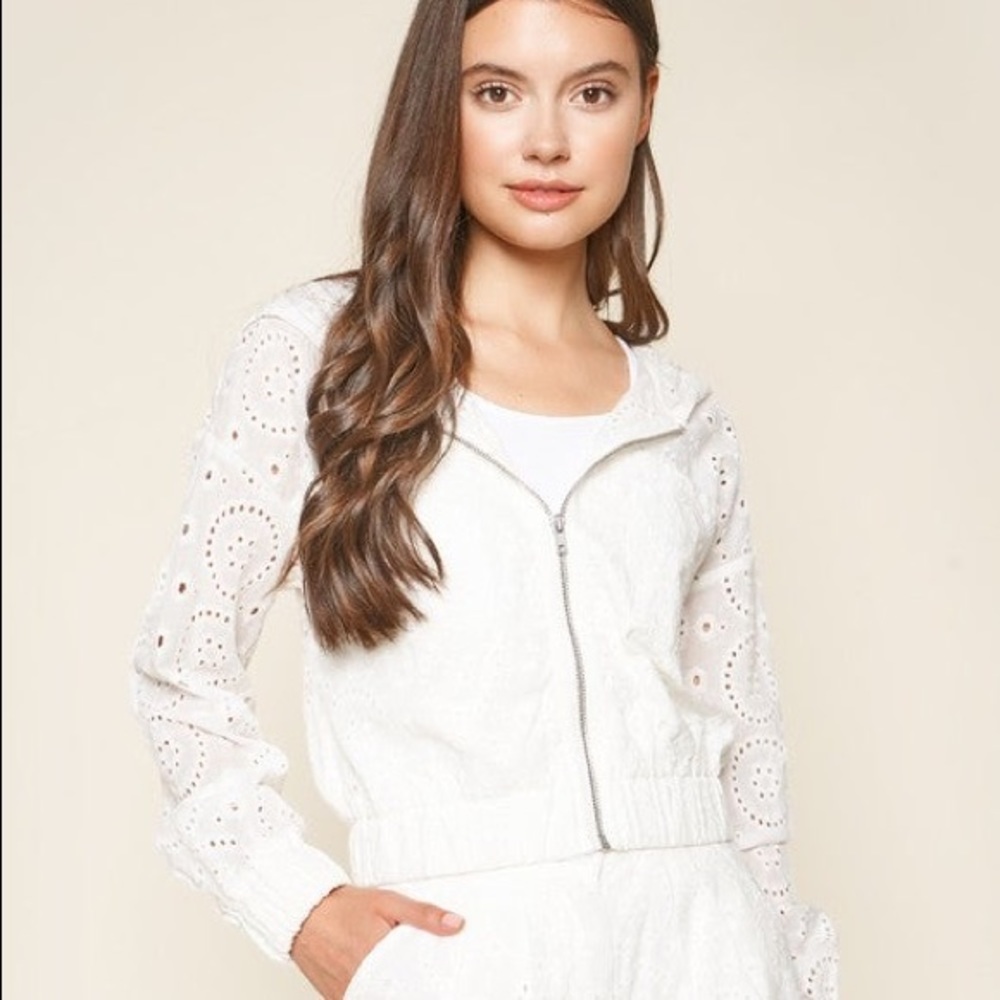 Eyelet hooded jacket